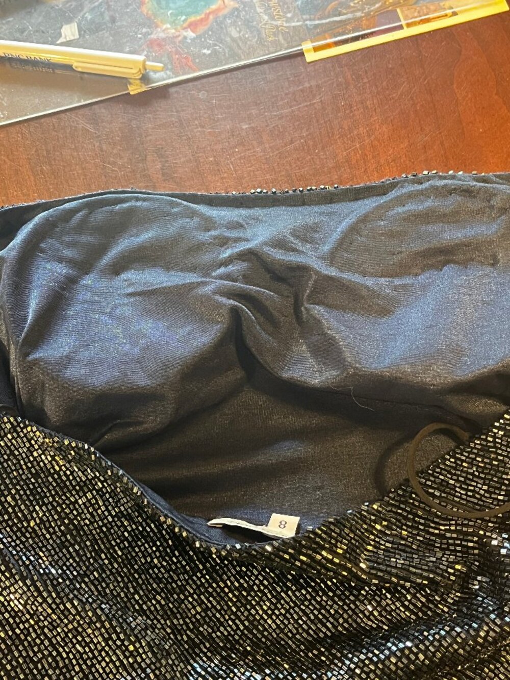 Randolph Duke Vintage Y2K Navy Blue Beaded Camisole Built-in Bra Size 8 - Picture 11 of 16